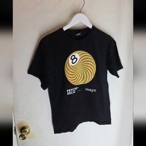 STUSSY DIZZY 8 BALL SHORT SLEEVE TEE BLACK SMALL
